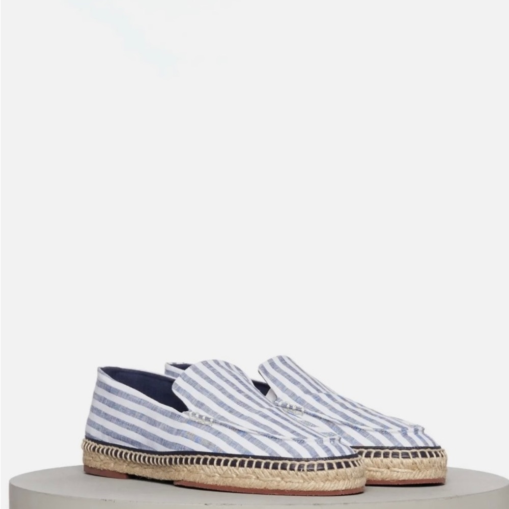 Loro Piana Seaside Espadrille - soft blue and white striped linen